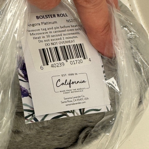 Sonoma Lavender Spa Bolster Roll Platinum Angora Grey Gray Silver Heatable NEW - Picture 10 of 16